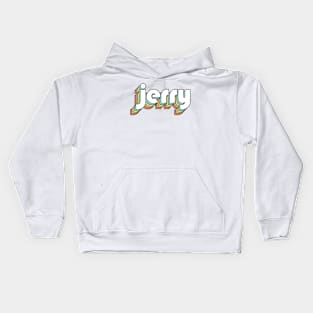 Jerry - Retro Rainbow Typography Faded Style Kids Hoodie